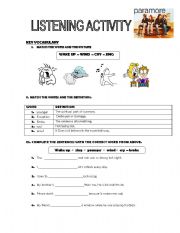 English Worksheet: Listening Activity Paramore