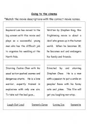 English Worksheet: Going to the Cinema