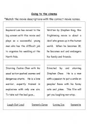 English Worksheet: Going to the Cinema