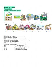 English Worksheet: PLACES IN TOWN