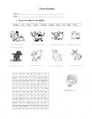 English Worksheet: farm animals