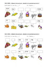 English Worksheet: pair work activity to ask the price of something