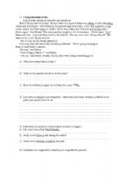 English worksheet: Horrid harry: holidays. reading comprehension