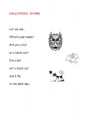 English worksheet: Halloween Rhyme