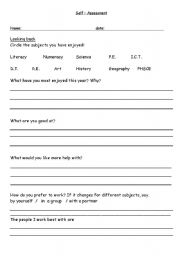 English Worksheet: END OF YEAR SELF ASSESSMENT