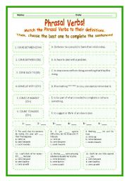 > Phrasal Verbs Practice 16! > --*-- Definitions + Exercise --*-- BW Included --*-- Fully Editable With Key!