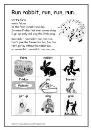 English Worksheet: Old Run Rabbit Song extract