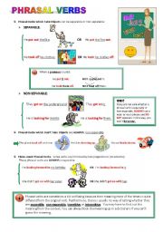 English Worksheet: Some basic information about phrasal verbs and list of the most used ones.