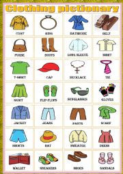 English Worksheet: Clothing-pictionary