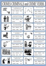 English Worksheet: CRIME CRIMINAL and CRIME VERBS