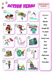 English Worksheet: ACTION VERBS