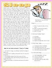 English Worksheet: reading comprehension-sleep