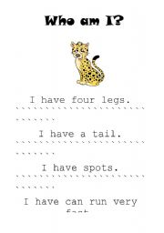 English Worksheet: who am i - cheetah