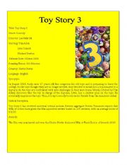 English Worksheet: Movie Detail 4 ( Toy Story 3)