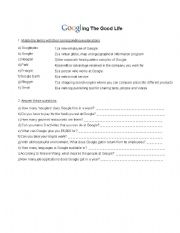 English worksheet: Youtube video: Googling The Good Life