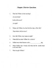 English Worksheet: Charlottes Web Review Questions