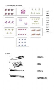 Numbers and school objects