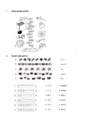 English Worksheet: Colours and numbers part1