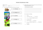 English worksheet: Present Progressive Tense