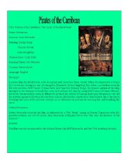 English Worksheet: Movie Detail 6 (Pirates of the Caribbean 1)