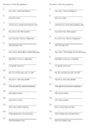 English Worksheet: Write the Questions -- Simple Present with Be