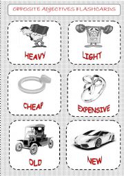 English Worksheet: OPPOSITE ADJECTIVES FLASHCARDS