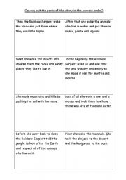 English worksheet: The rainbow serpent     Sequence the story.