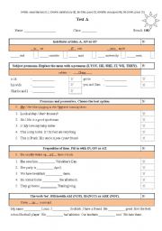 English Worksheet: Elementary Test A