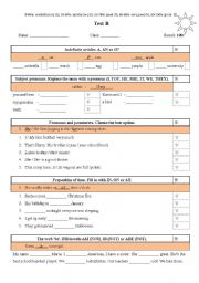 English Worksheet: Elementary test B