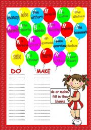 English Worksheet: DO OR MAKE