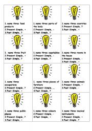 English Worksheet: Game Present Past Simple. Part 2/3