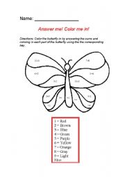 English Worksheet: Color in the butterfly