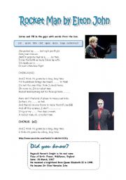 English Worksheet: SONG: ROCKET MAN