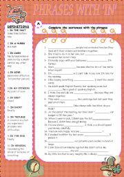 English Worksheet: PHRASES WITH IN