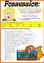 English Worksheet: POSSESSIVE ADJECTIVES & PRONOUNS