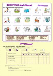 English Worksheet: Housework, chores and frequency advebs