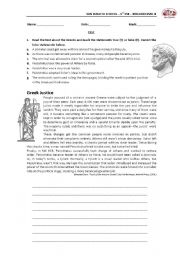 English Worksheet: The Greeks and the Myth of the Minotaur