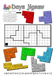 English Worksheet: Days Jigsaw