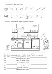 English Worksheet:  in the kitchen