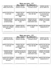 English Worksheet: Have you ever..? Bingo!