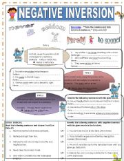 English Worksheet: Negative inversion