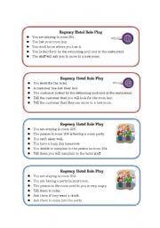 English Worksheet: Regency Hotel Role Play Cards