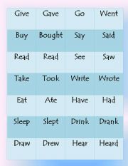 English Worksheet: irregular verbs games