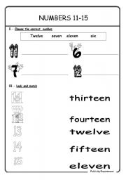 English worksheet: NUMBERS