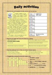 English Worksheet: Daily activities worksheet