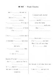 English Worksheet: My way lyrics. Filling the gaps.