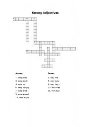 English worksheet: Strong Adjectives Crossword