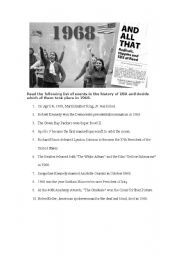 English worksheet: 1968 Events