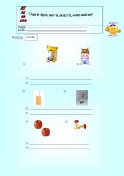 English Worksheet: Exam, there is, there are
