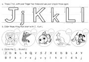 English Worksheet: Trace J to L